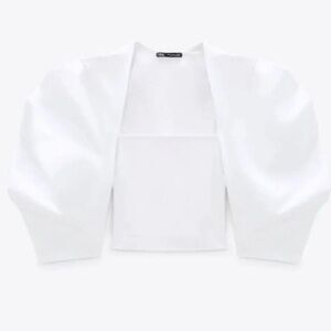 Zara balloon sleeve puff shoulder crop top L